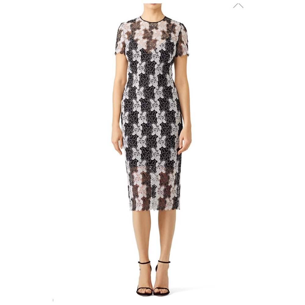 DVF Black and White Lace Overlay Dress & Slip